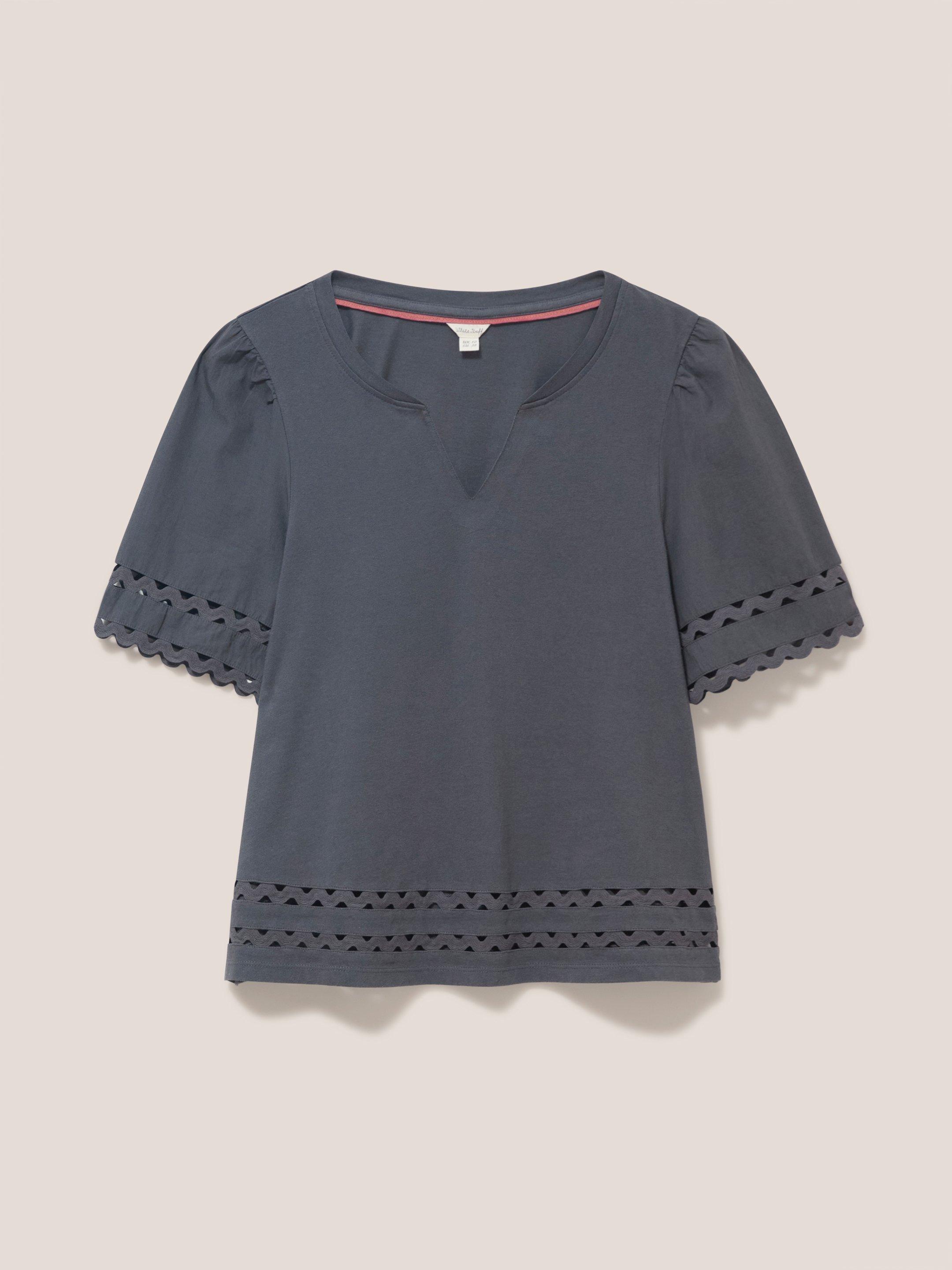 SAGE TRIM TOP in CHARC GREY - FLAT FRONT