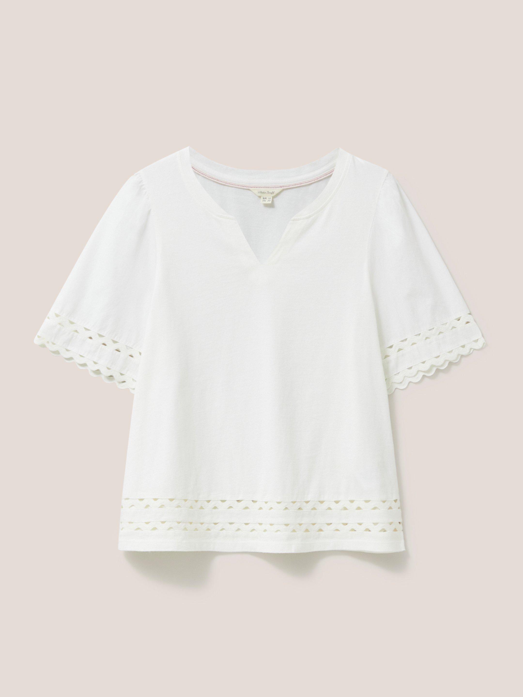 SAGE TRIM TOP in PALE IVORY - FLAT FRONT