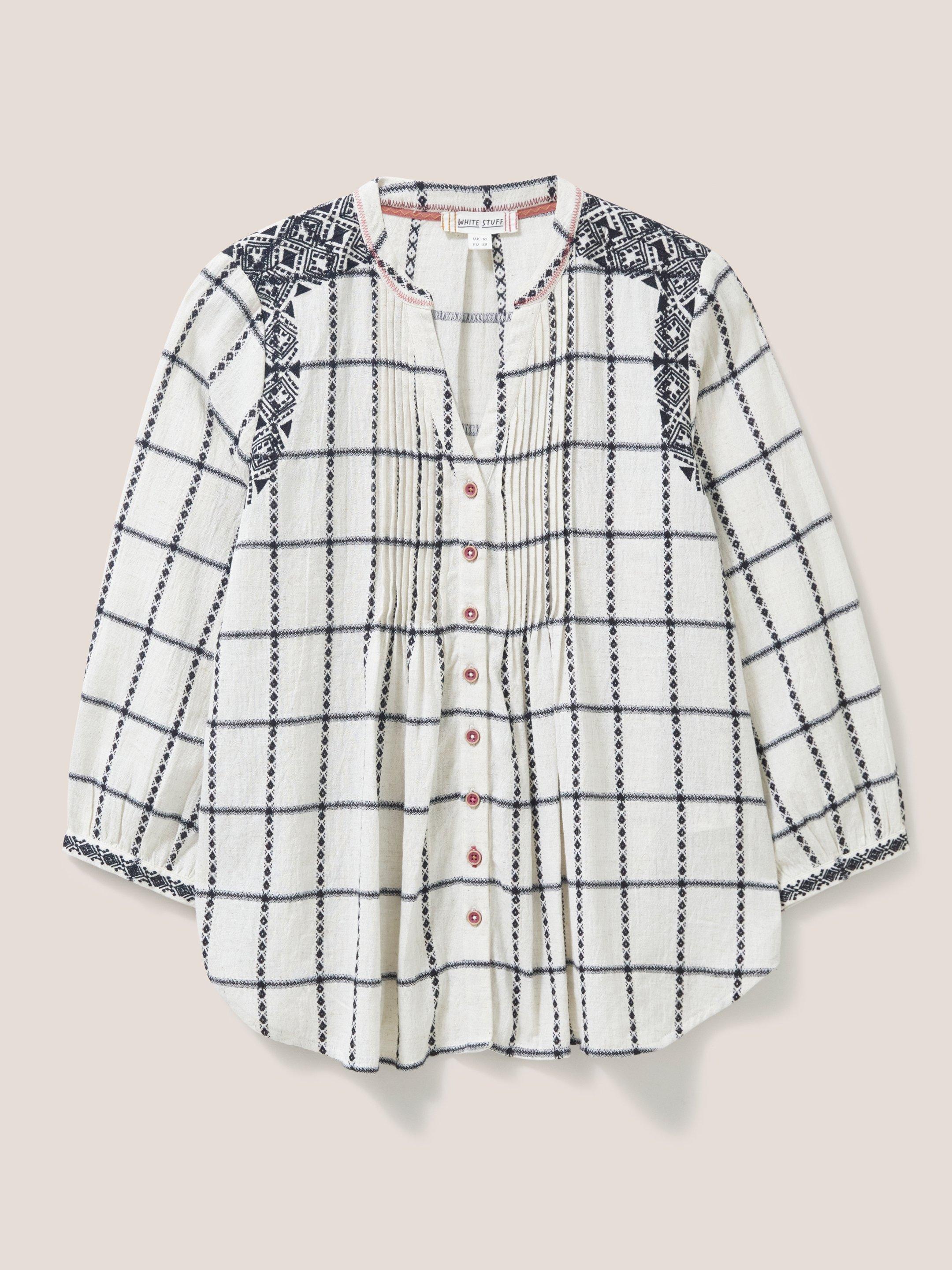 Anya Check Embroidered Shirt in NAT MLT - FLAT FRONT