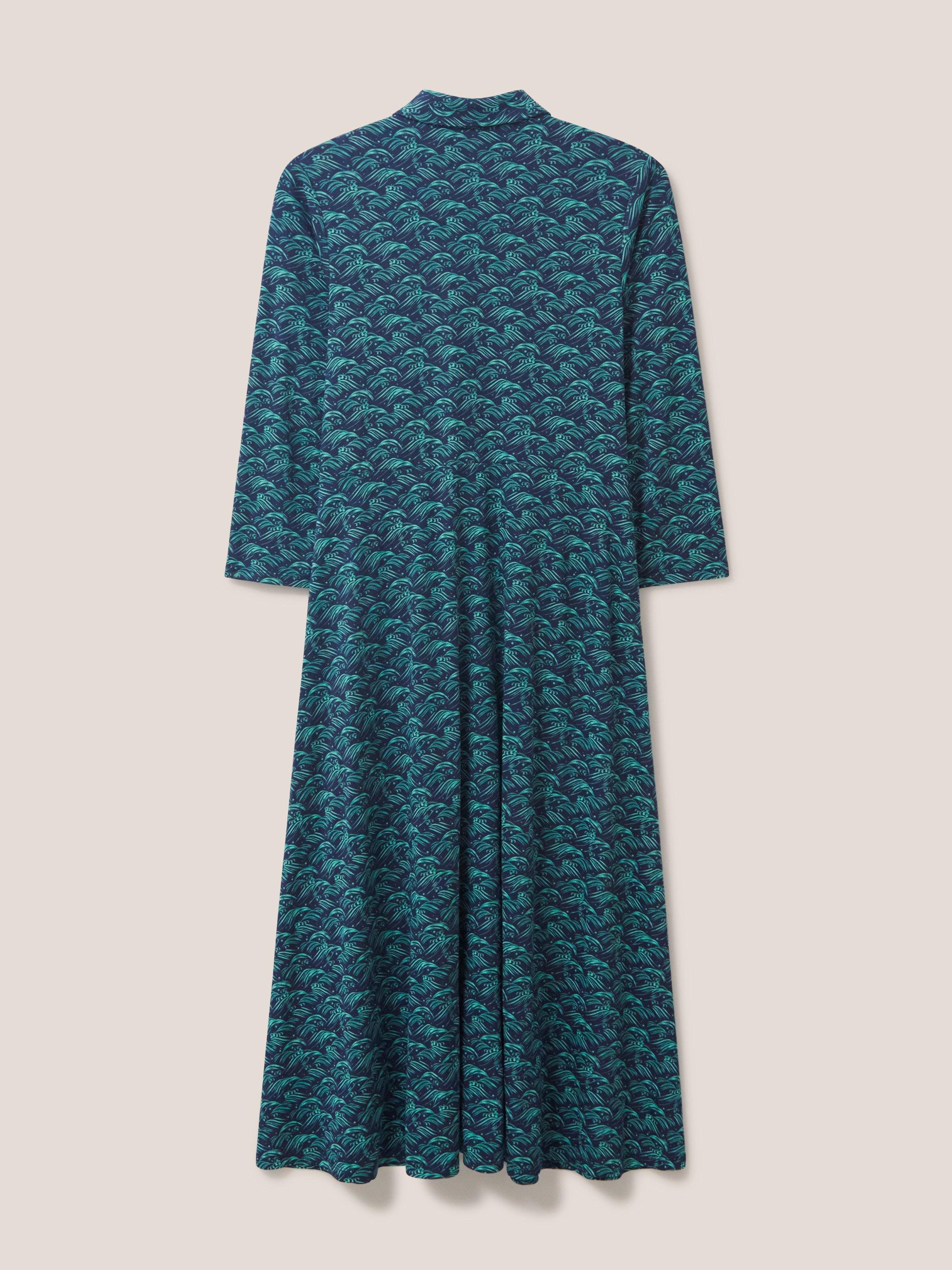 Rua Jersey Midi Dress in NAVY PR - FLAT BACK