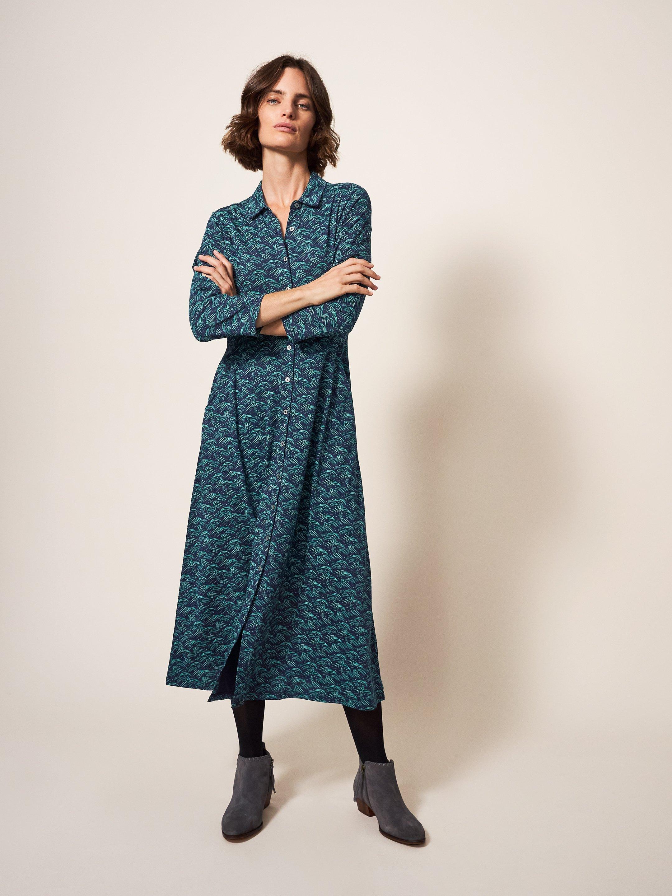 Rua Jersey Midi Dress in NAVY PR - LIFESTYLE