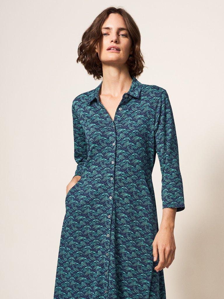 Rua Jersey Midi Dress in NAVY PRINT | White Stuff