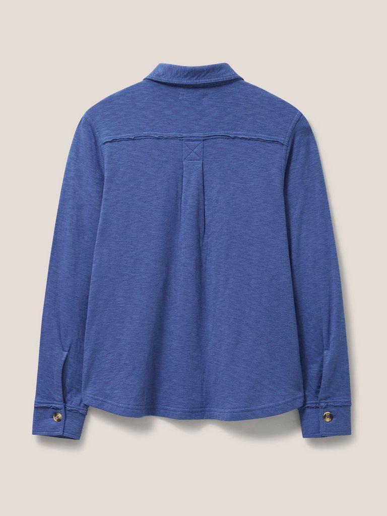 DOUBLE CLOTH JERSEY SHIRT in MID BLUE - FLAT BACK