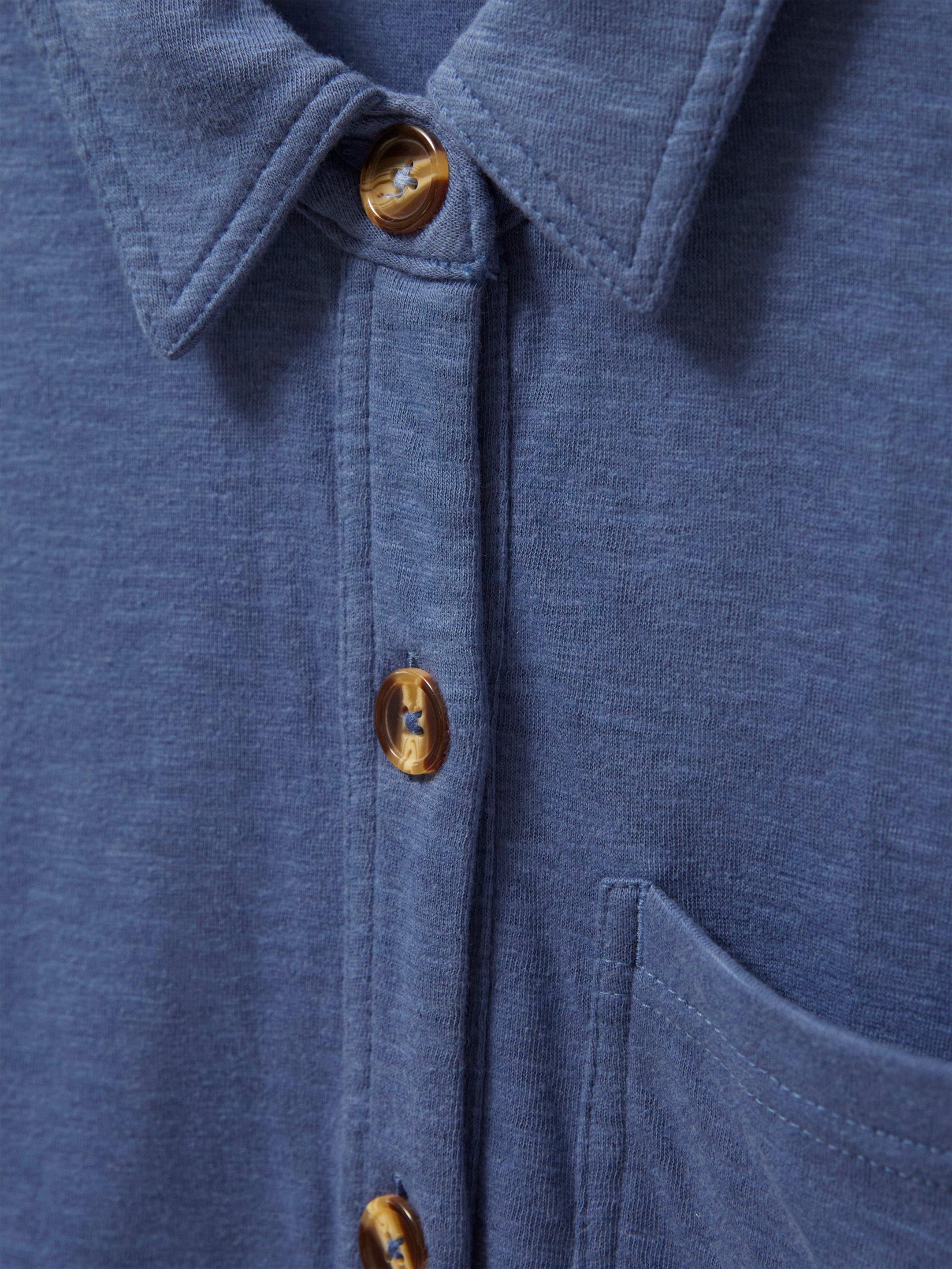 DOUBLE CLOTH JERSEY SHIRT in MID BLUE - FLAT DETAIL