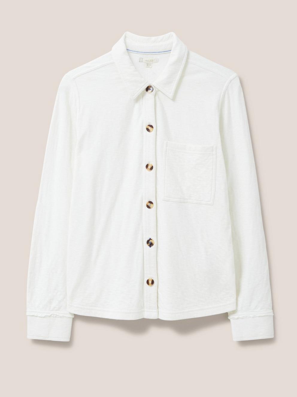 DOUBLE CLOTH JERSEY SHIRT in PALE IVORY - FLAT FRONT