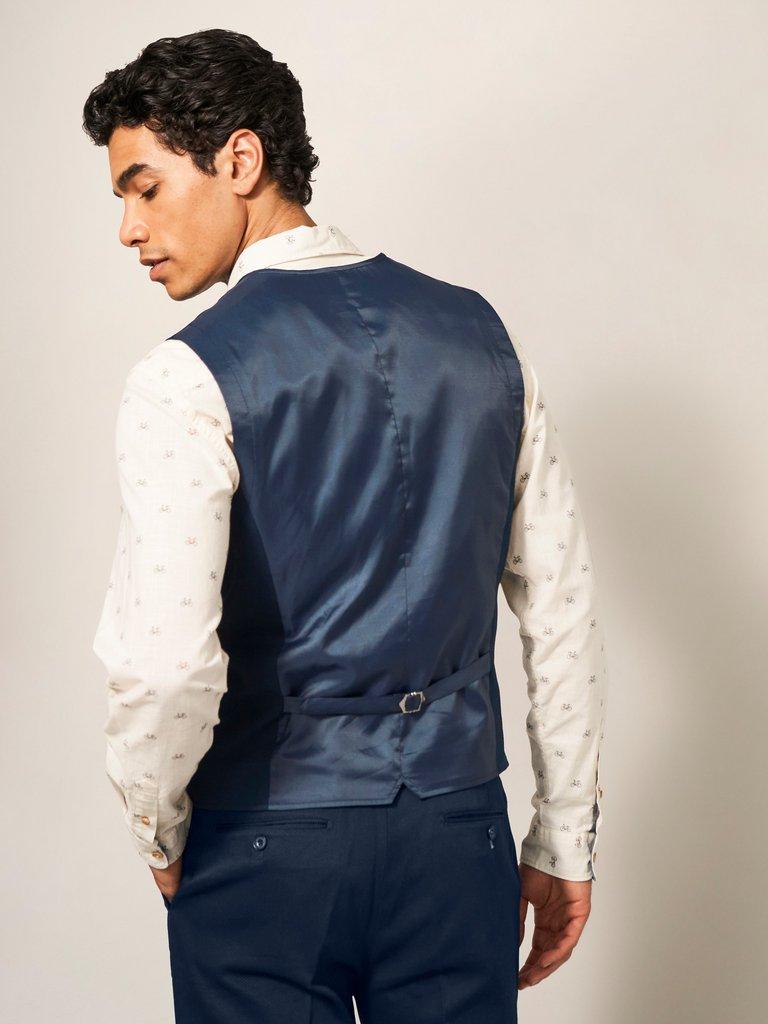 York Waistcoat in DARK NAVY - MODEL BACK