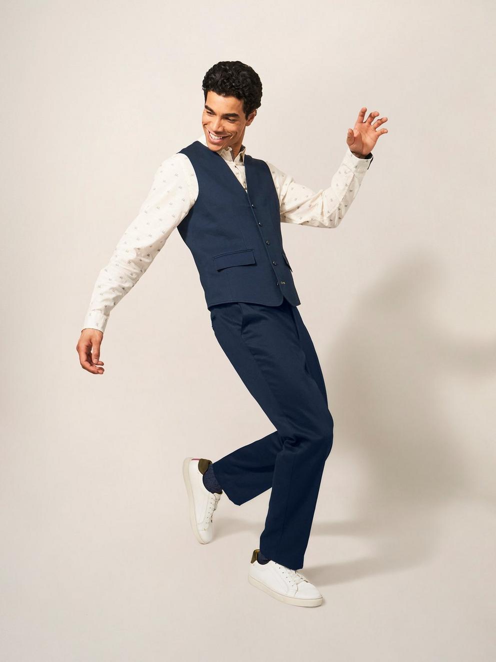 York Waistcoat in DARK NAVY - MODEL FRONT