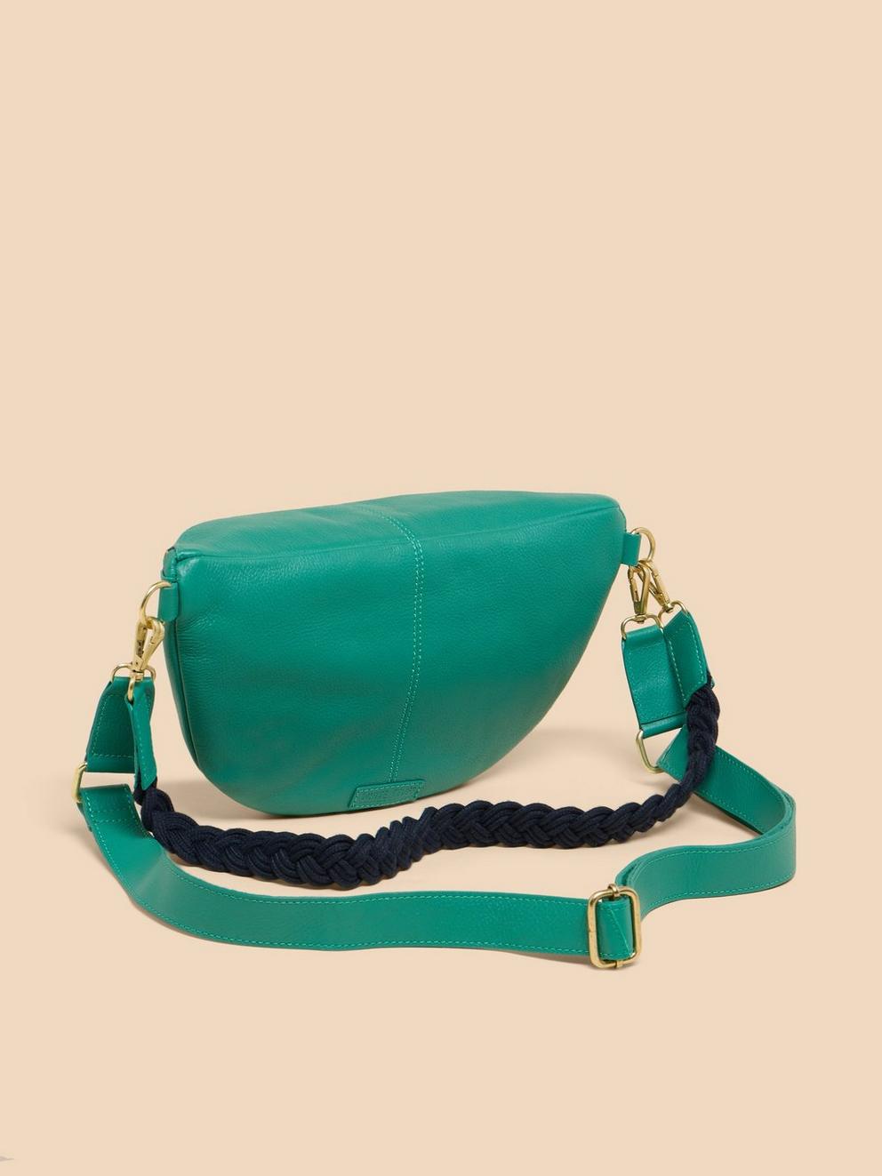 Sebby Leather Sling Bag in BRT GREEN - FLAT BACK