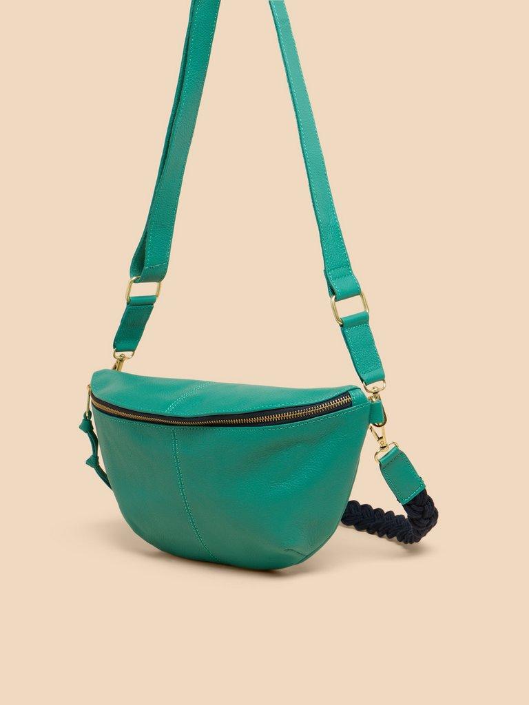 Sebby Leather Sling Bag in BRT GREEN - FLAT FRONT