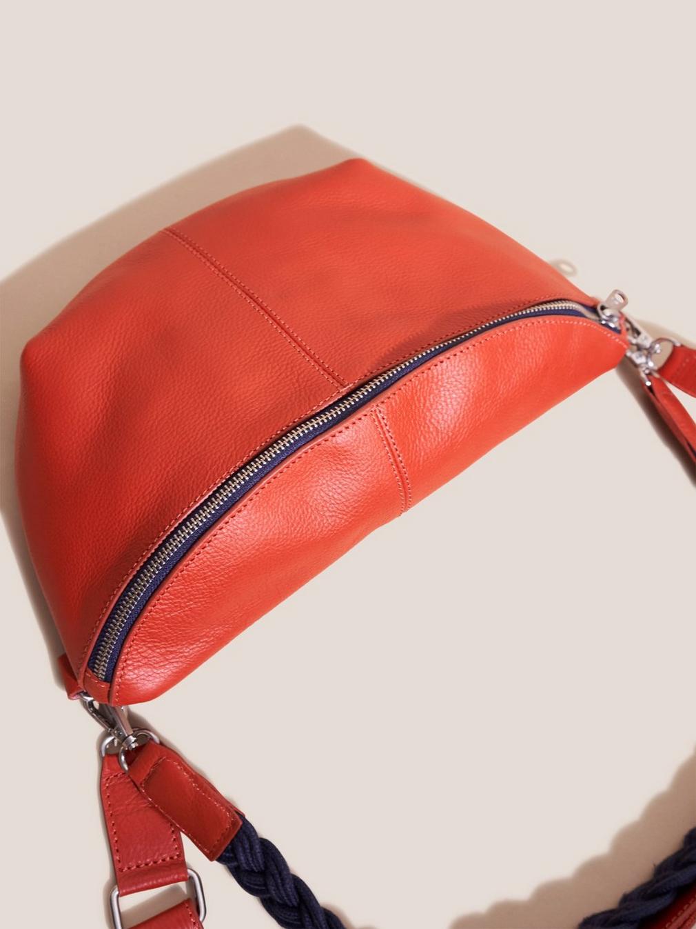 Sebby Leather Sling Bag in BRT ORANGE - FLAT FRONT