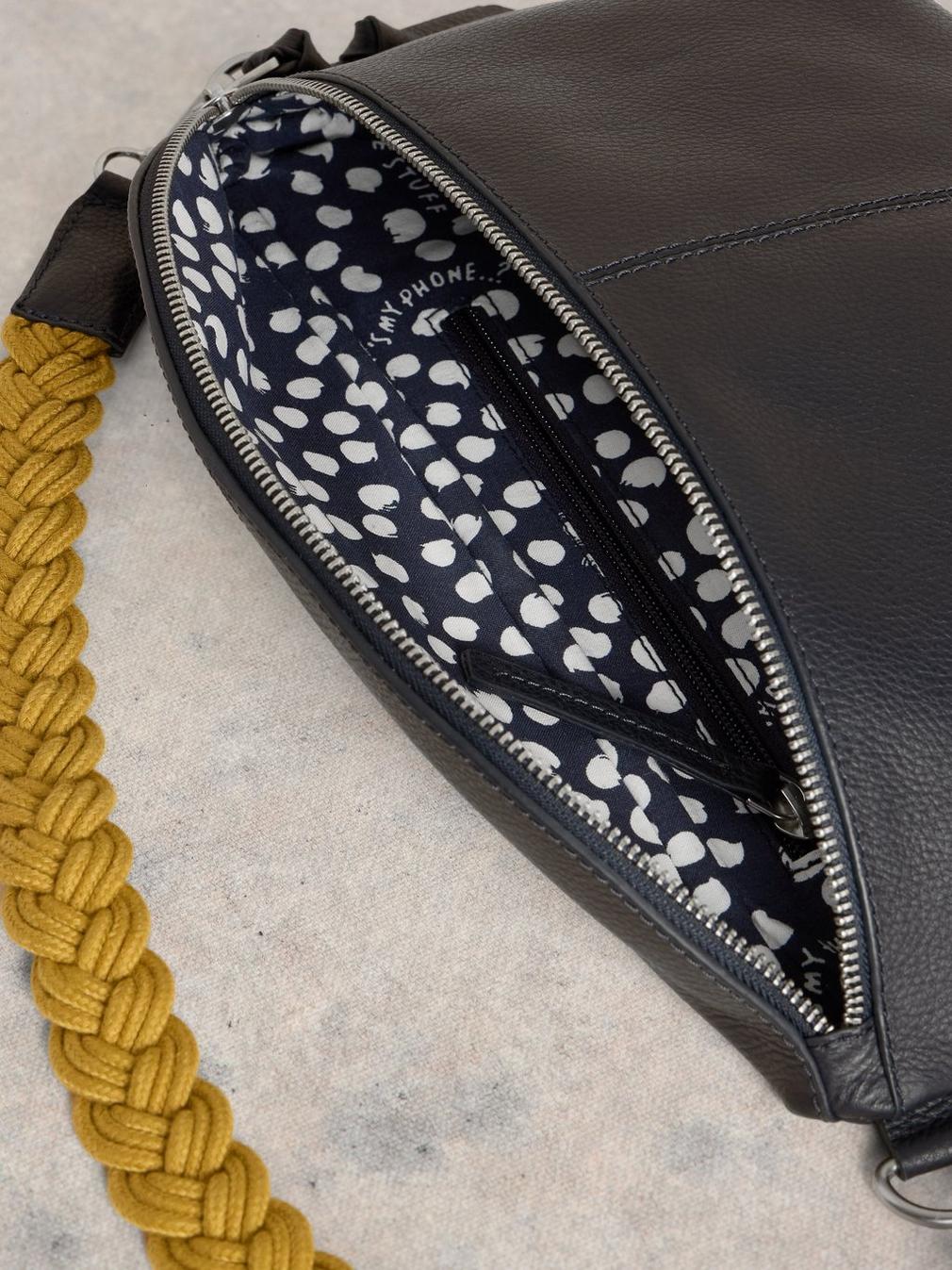 Sebby Leather Sling Bag in DARK NAVY - FLAT DETAIL