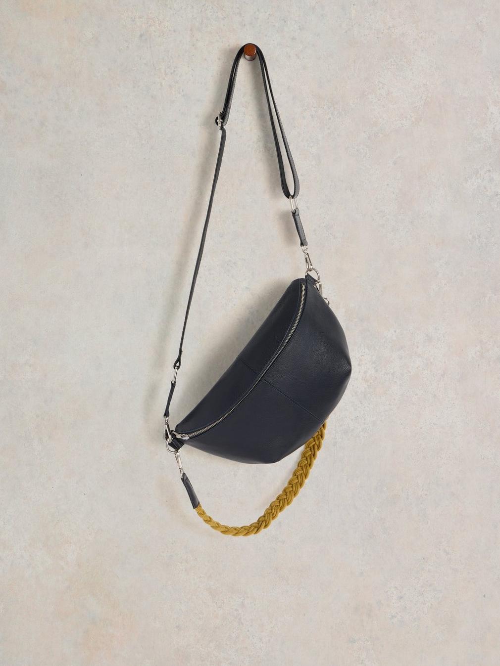 Sebby Leather Sling Bag in DARK NAVY - FLAT FRONT