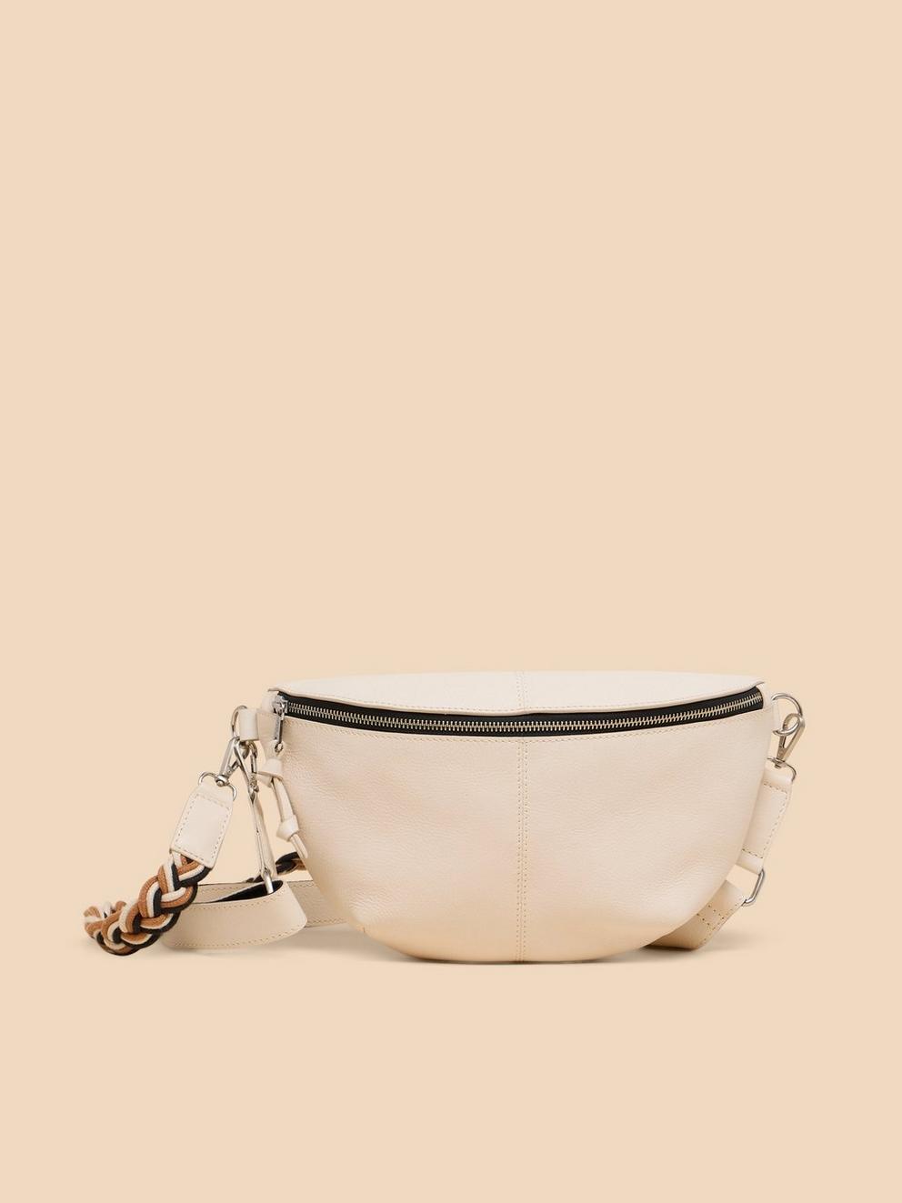 Sebby Leather Sling Bag in NAT MLT - MODEL FRONT