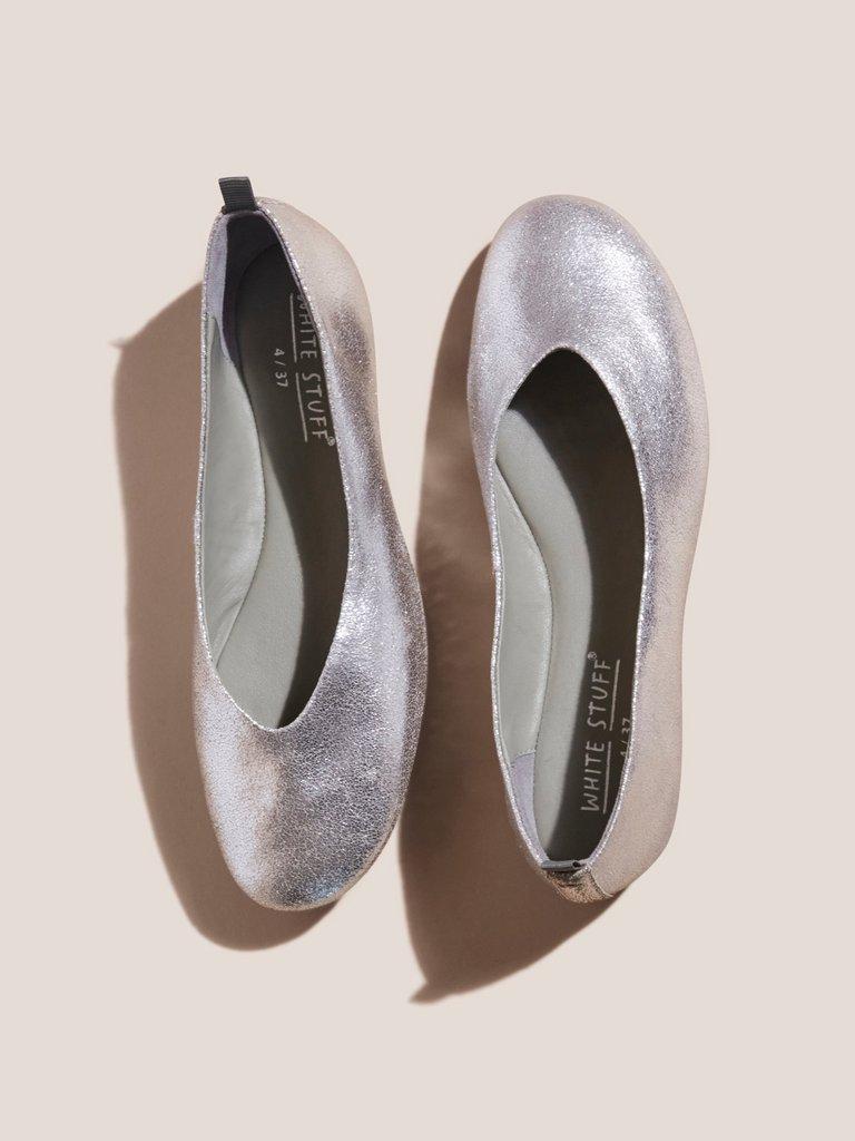 Silver leather ballet on sale pumps