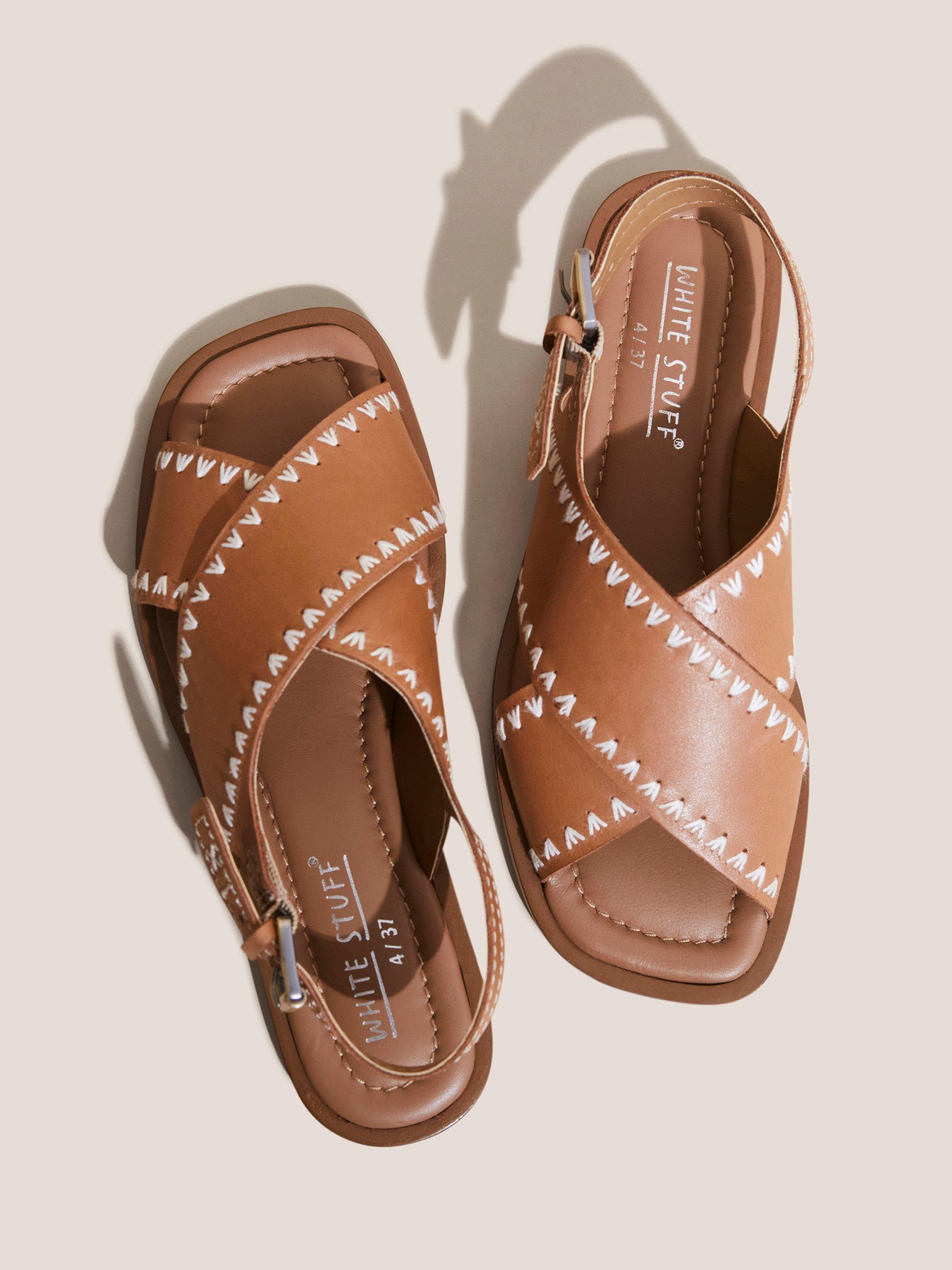 Craft Leather Sandal in MID TAN White Stuff