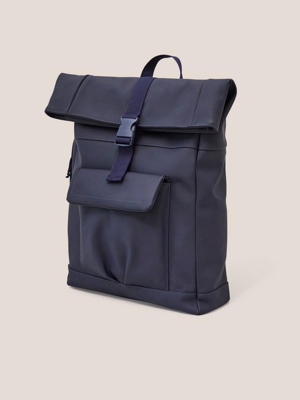 Rubberised Backpack in DARK NAVY - FLAT DETAIL