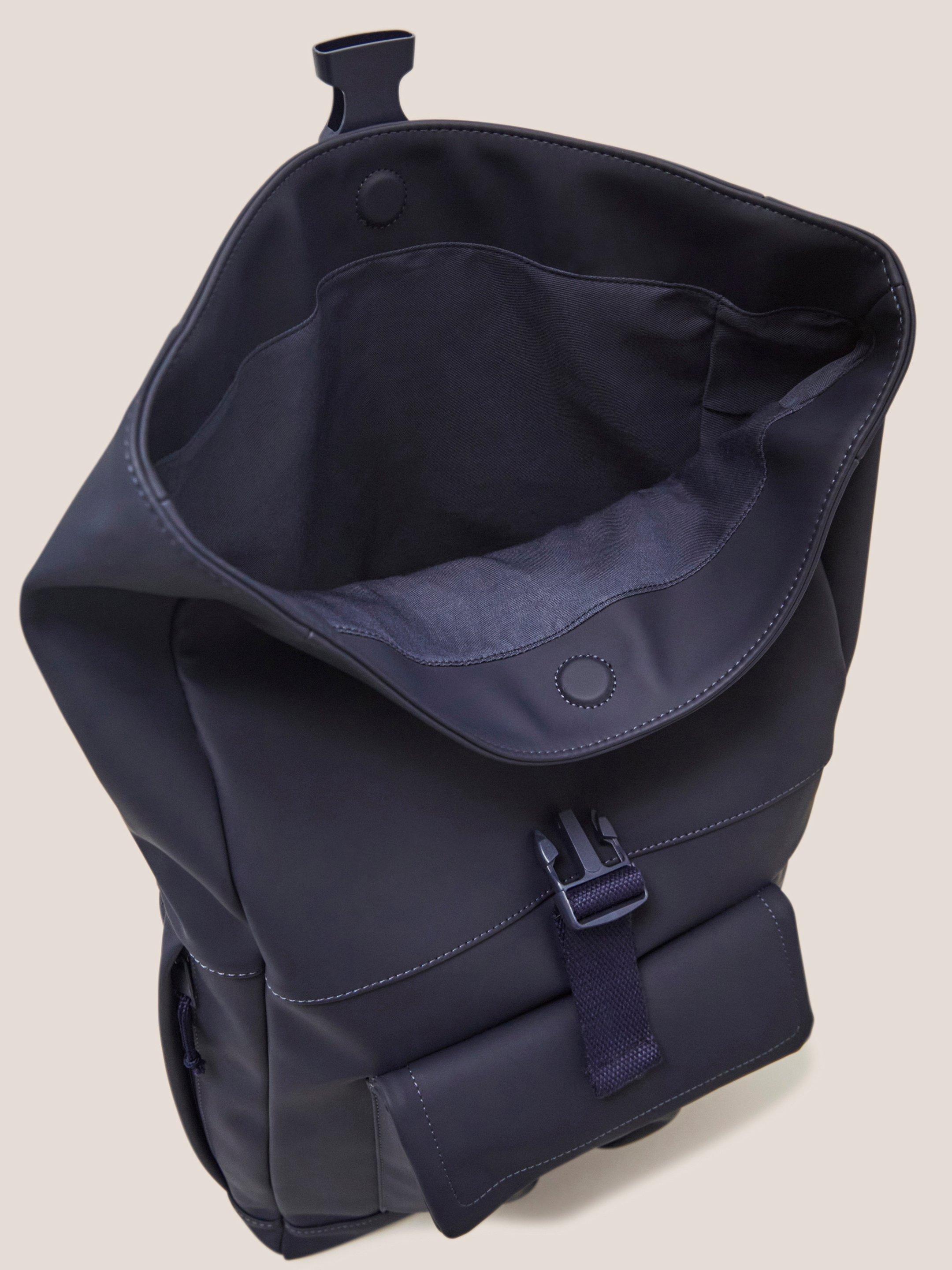 Rubberised Backpack in DARK NAVY - FLAT FRONT