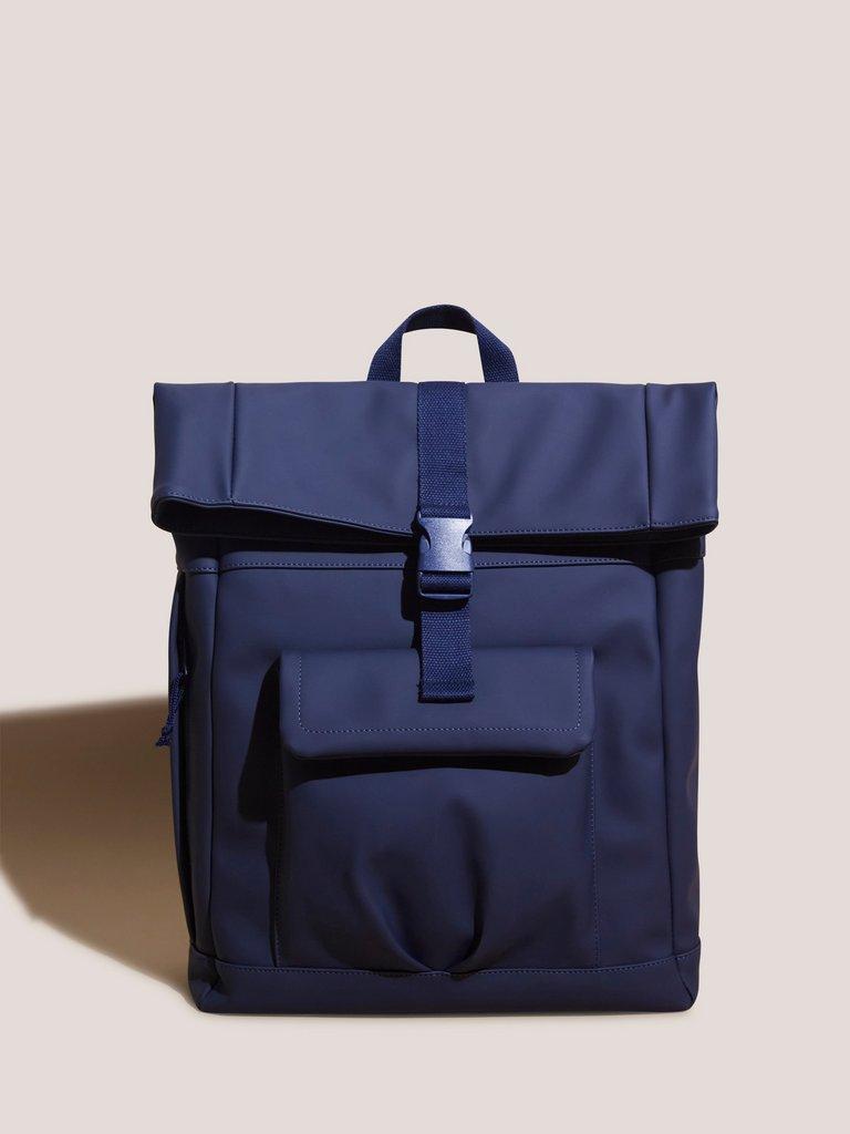 Rubberised Backpack in DARK NAVY - LIFESTYLE