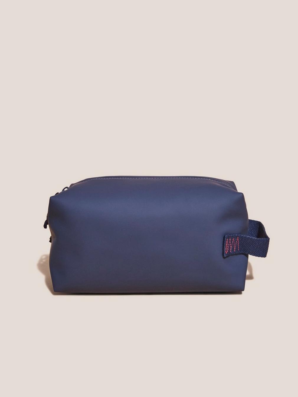 Rubberised Washbag in DARK NAVY - FLAT BACK