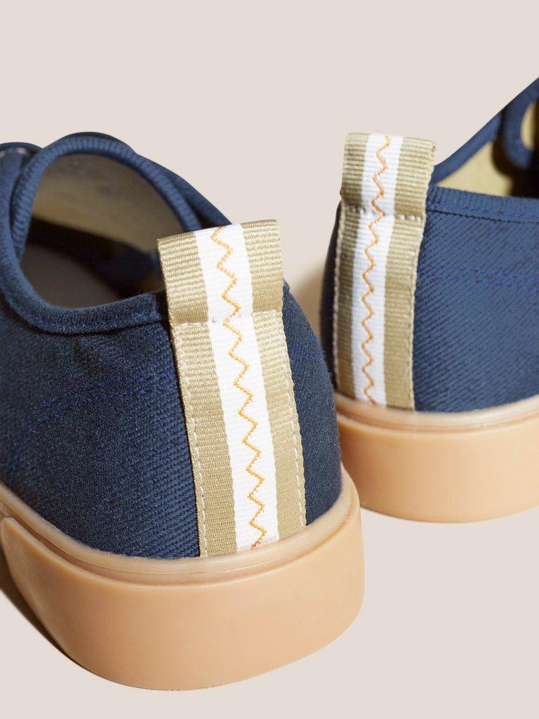 Canvas Lace Up Plimsolls in NAVY MULTI - FLAT DETAIL