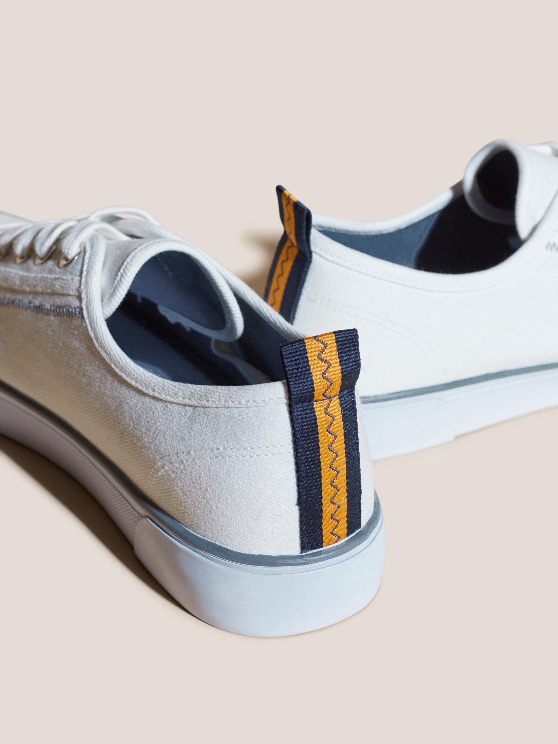 Canvas Lace Up Plimsolls in WHITE MLT - FLAT DETAIL