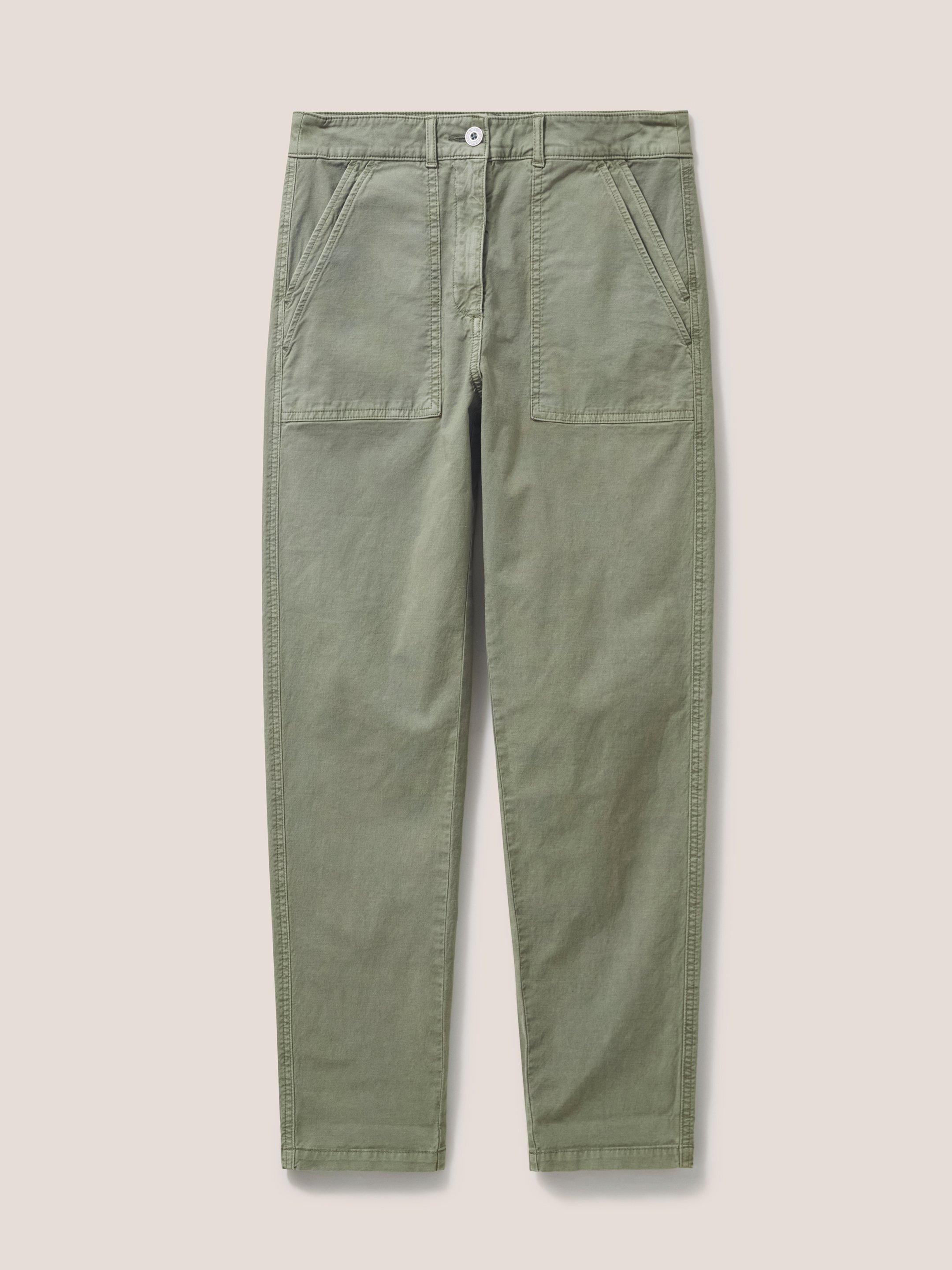 Twister Chino in MID GREEN - FLAT FRONT