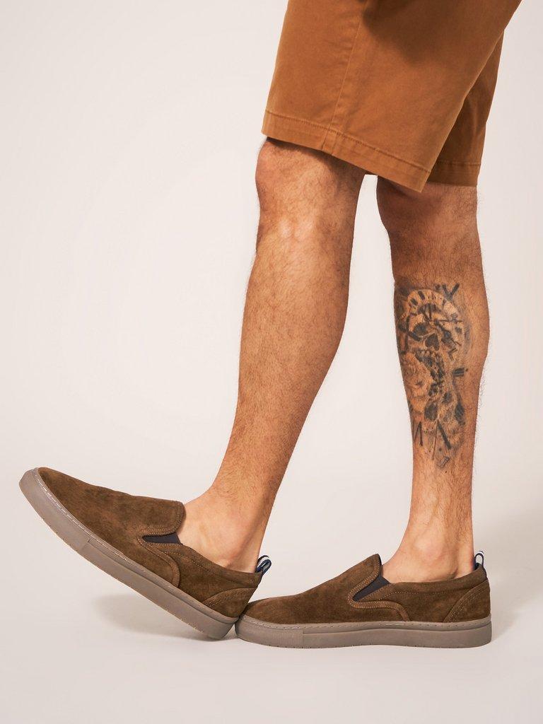 Suede Slip On Trainer in MID TAN - LIFESTYLE