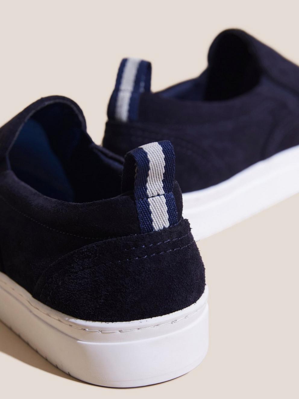 Suede Slip On Trainer in NAVY MULTI - FLAT DETAIL