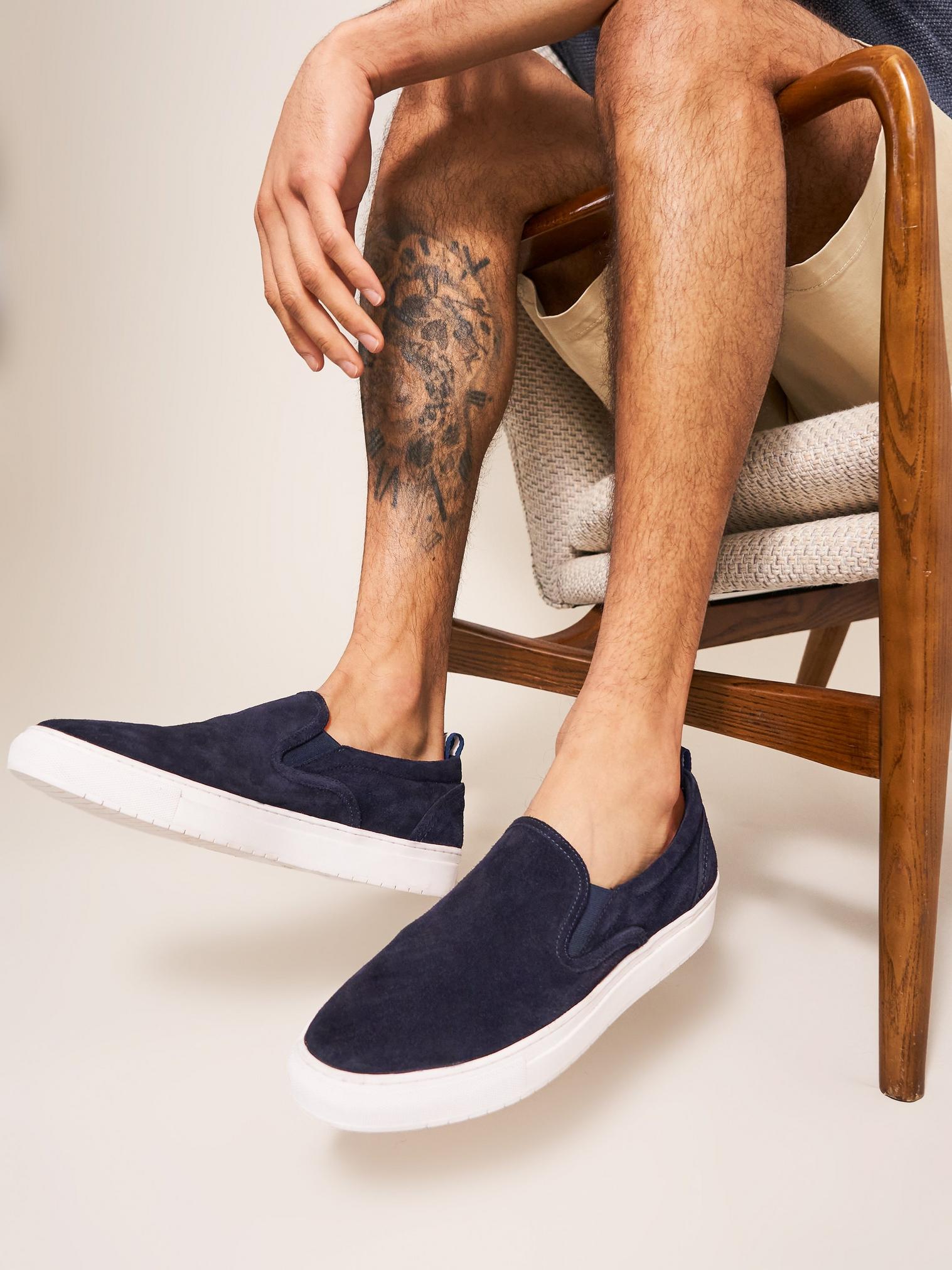 Mens suede slip on on sale trainers