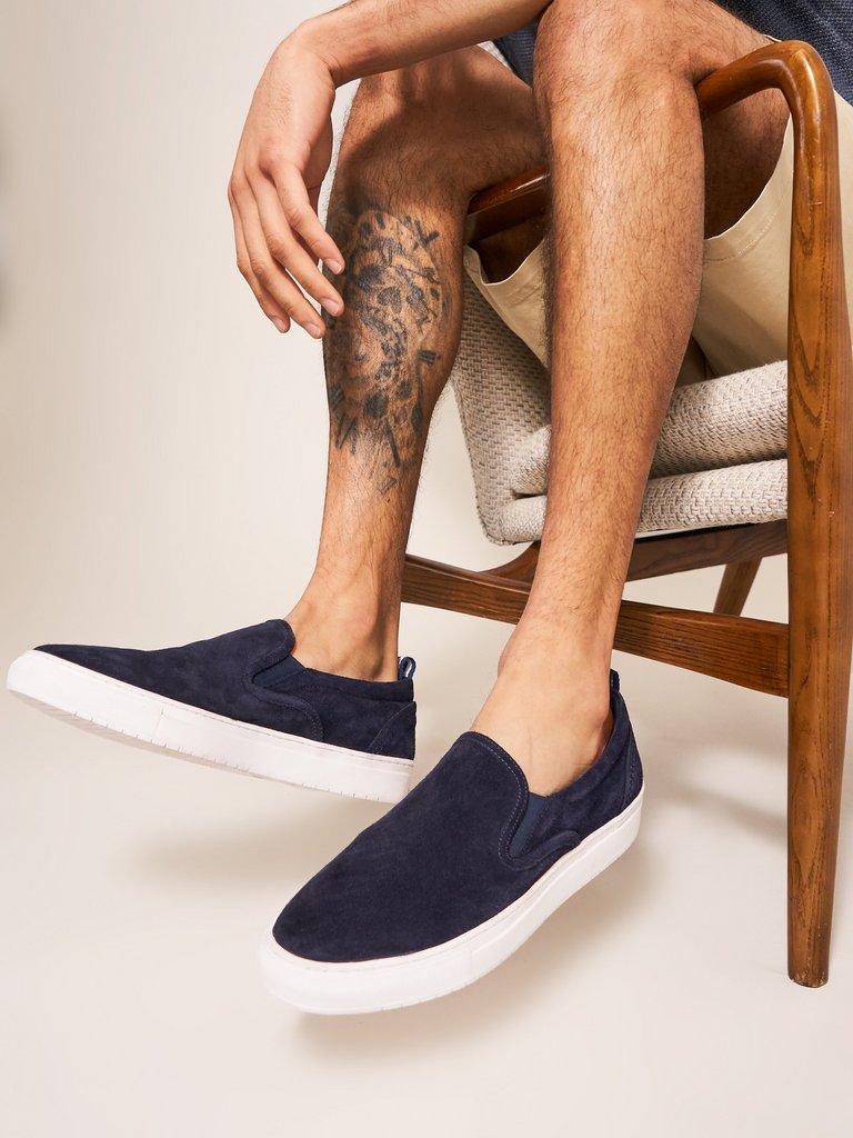 Suede Slip On Trainer in NAVY MULTI - LIFESTYLE