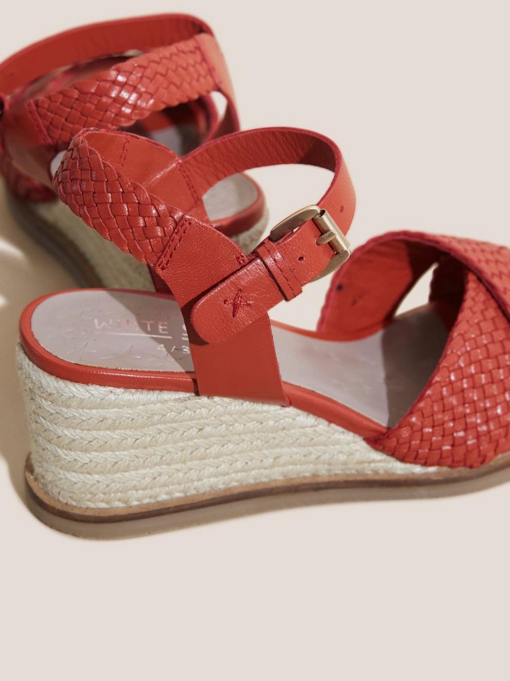 Leather Wedge Woven Sandal in BRT ORANGE - FLAT DETAIL