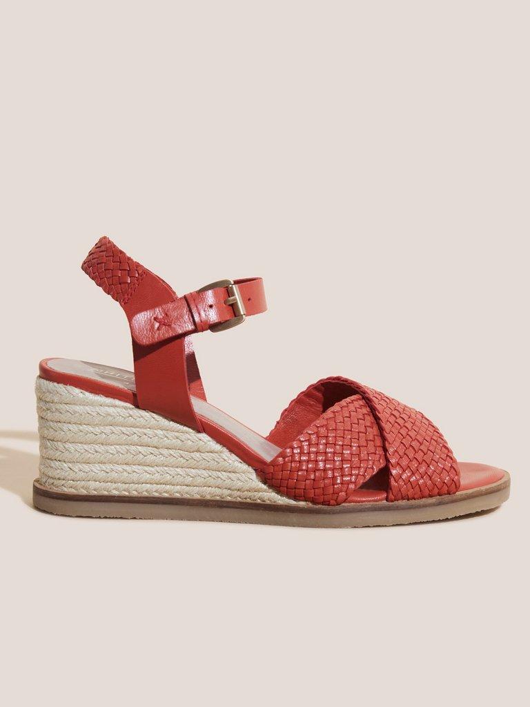 Leather Wedge Woven Sandal in BRT ORANGE - MIXED