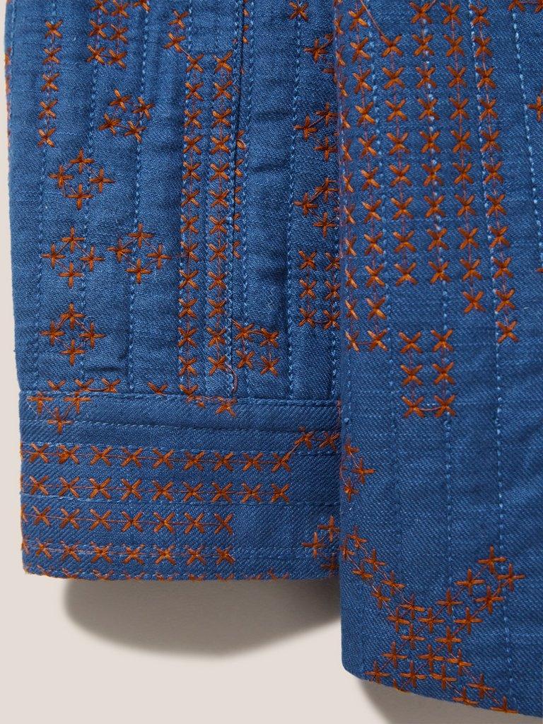 Della Cross Stitch Jacket in BLUE MLT - FLAT DETAIL