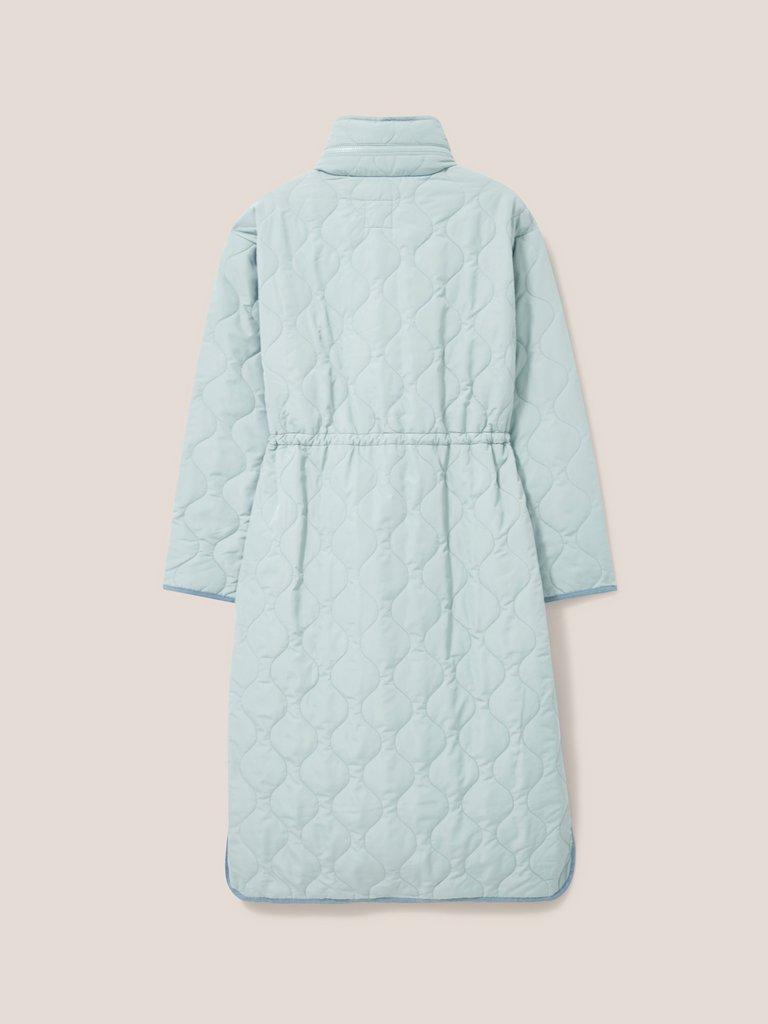 Maddison Quilted Coat in MID BLUE - FLAT BACK