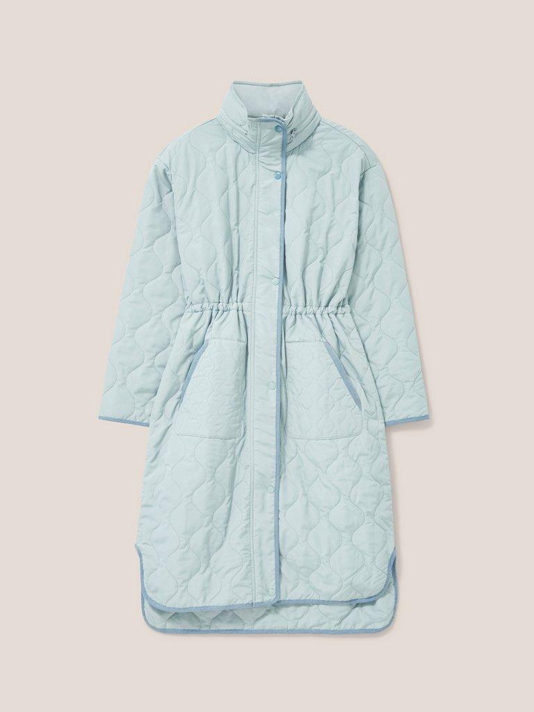 Maddison Quilted Coat in MID BLUE - FLAT FRONT