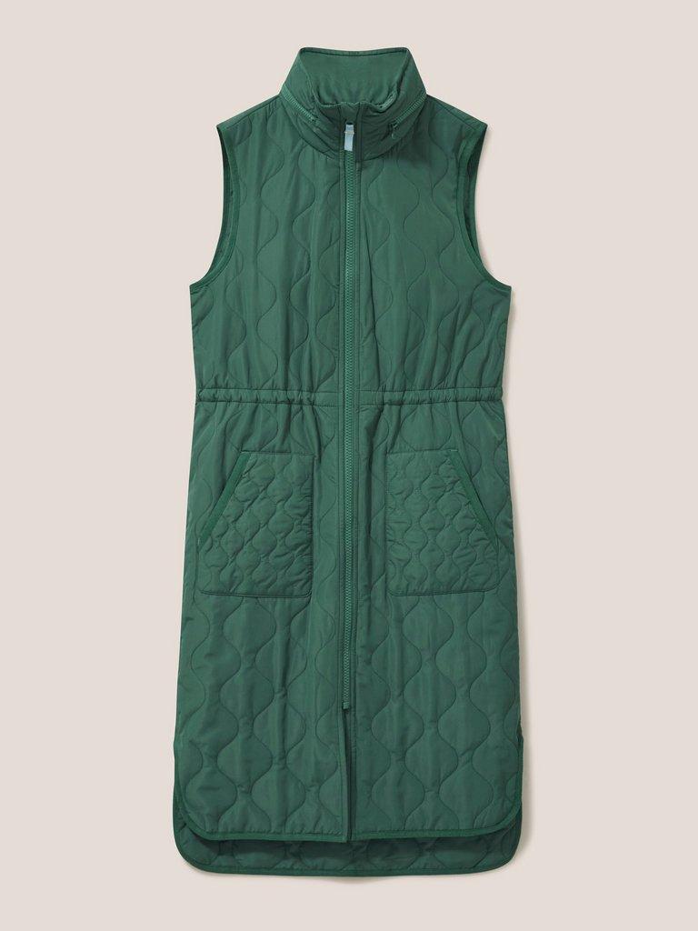 Maddison Quilted Gilet in MID GREEN - FLAT FRONT