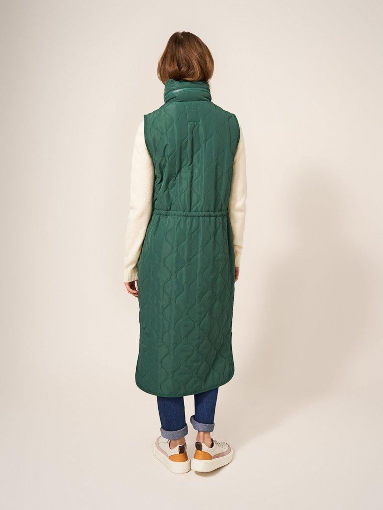Maddison Quilted Gilet in MID GREEN - MODEL BACK