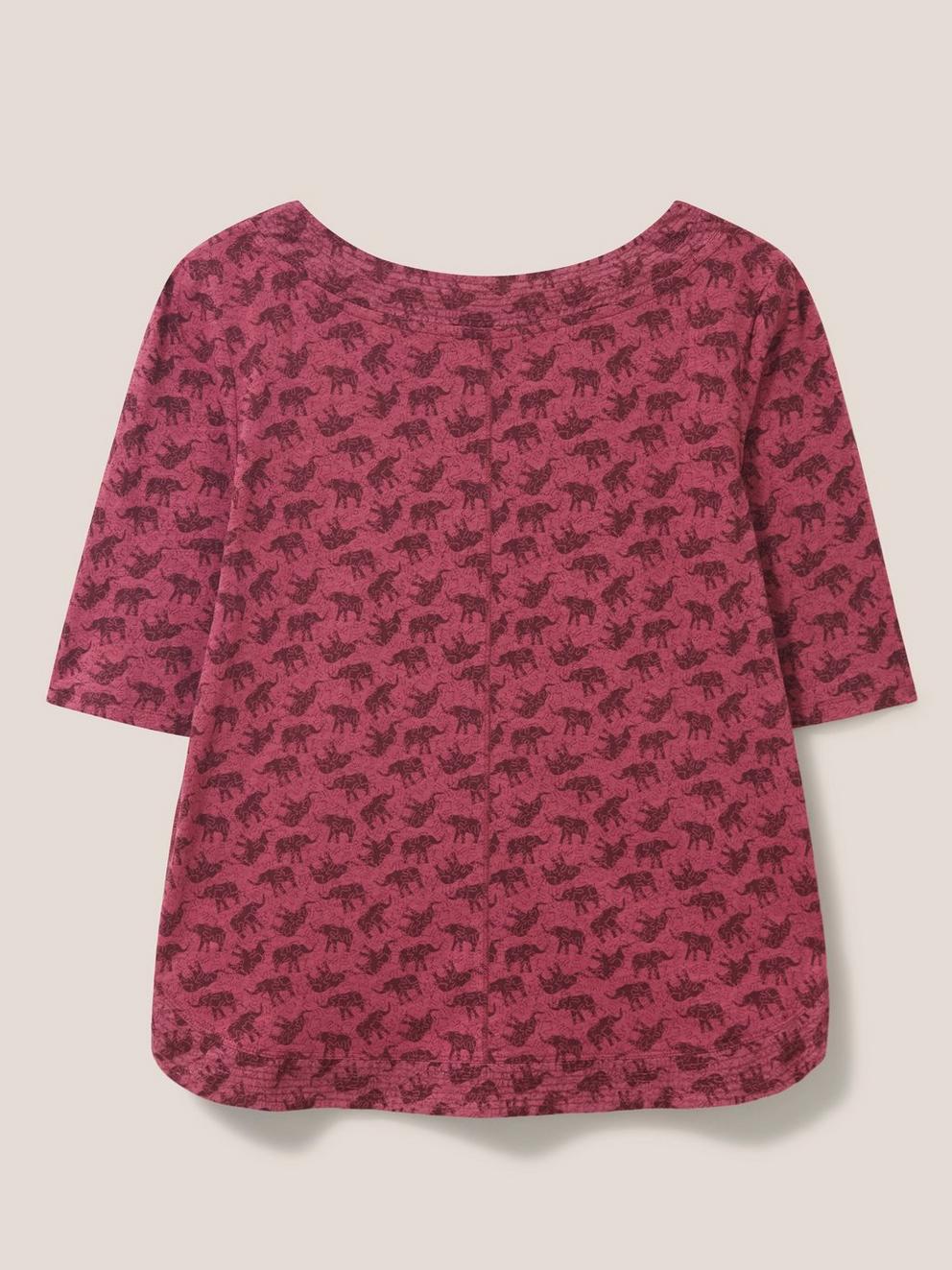 WEAVER JERSEY ROUND NECK TEE in PLUM MLT - FLAT BACK