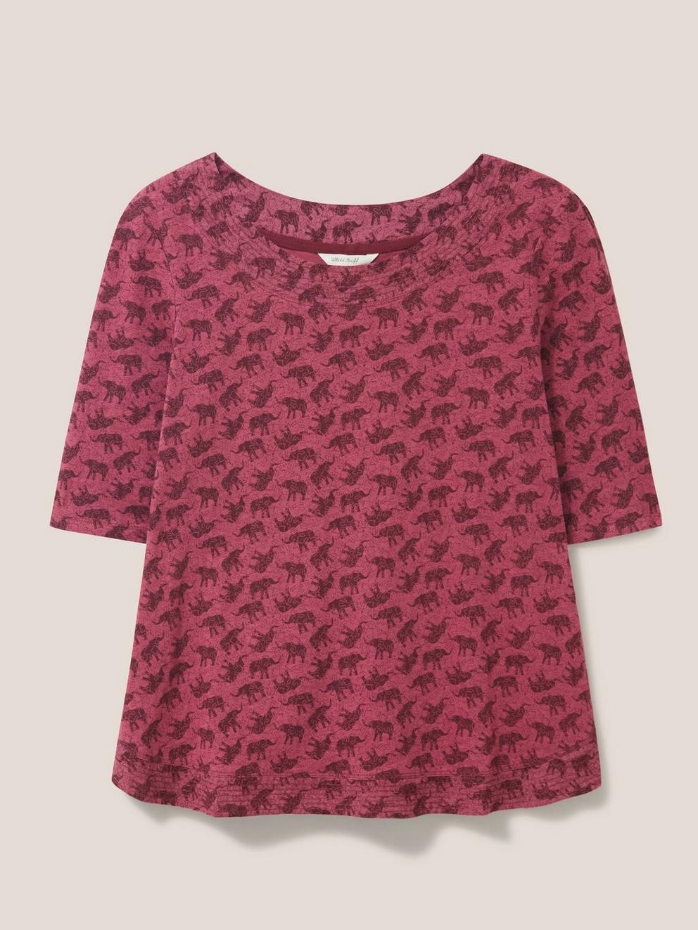 WEAVER JERSEY ROUND NECK TEE in PLUM MLT - FLAT FRONT