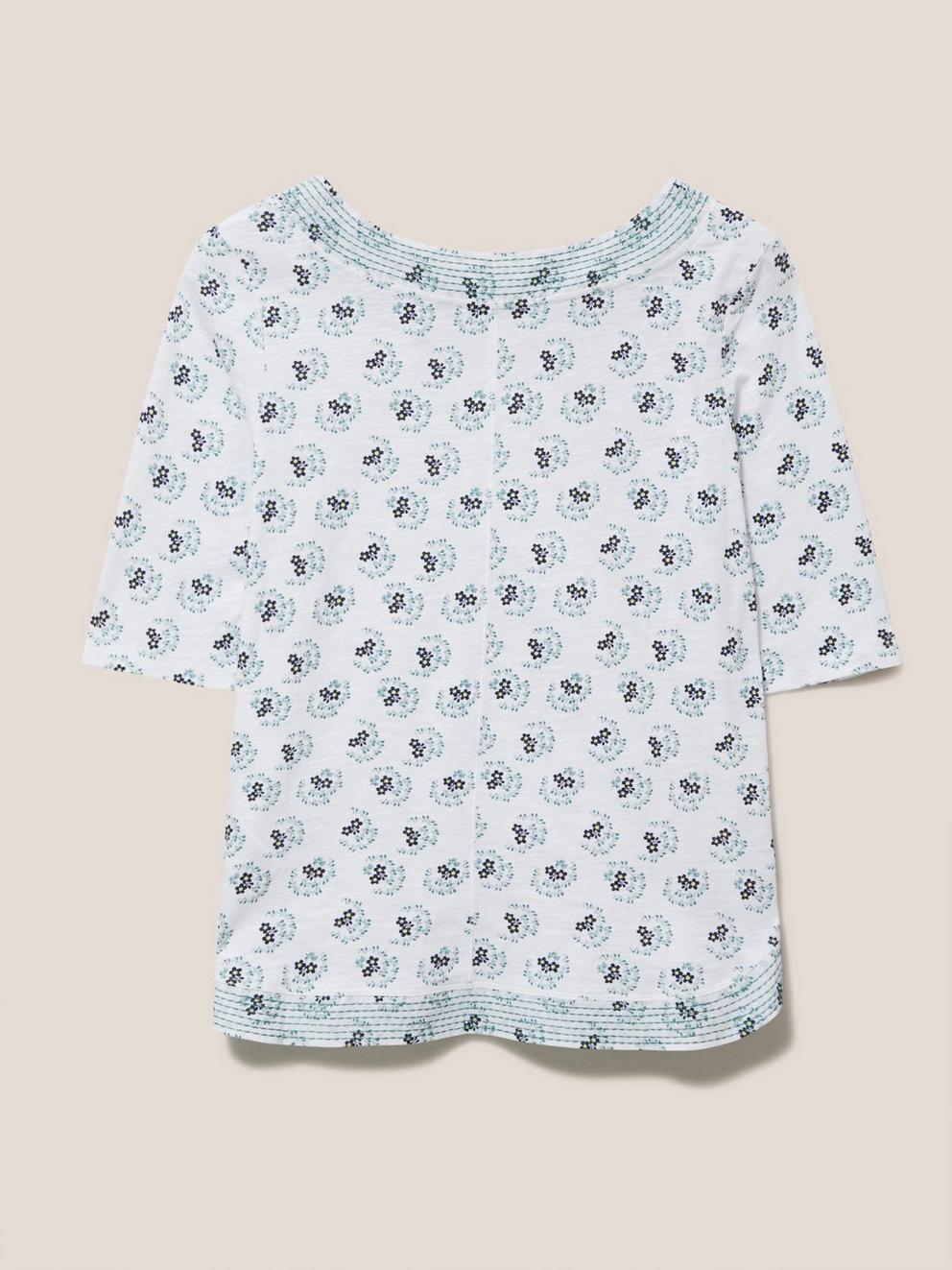 WEAVER JERSEY ROUND NECK TEE in WHITE MLT - FLAT BACK