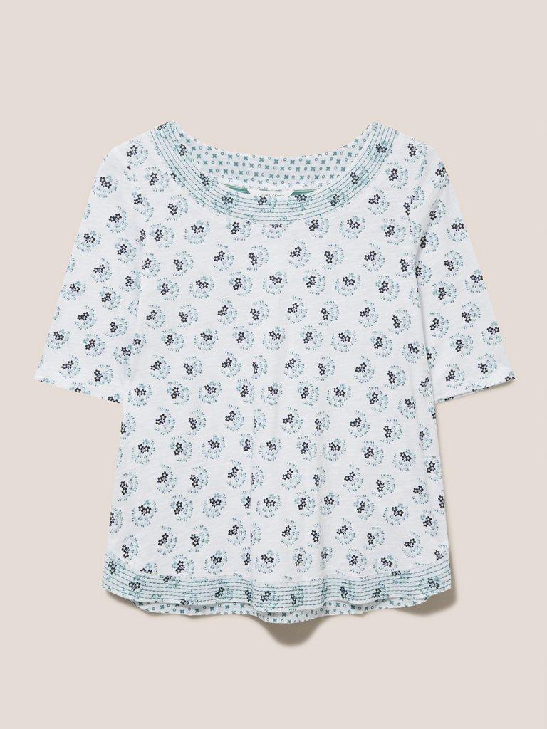 WEAVER JERSEY ROUND NECK TEE in WHITE MLT - FLAT FRONT