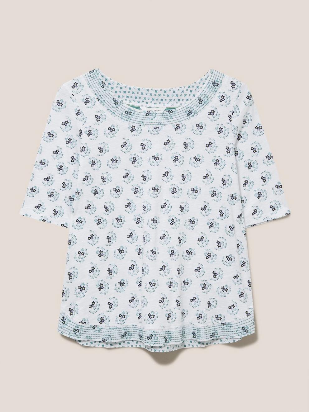 WEAVER JERSEY ROUND NECK TEE in WHITE MLT - FLAT FRONT