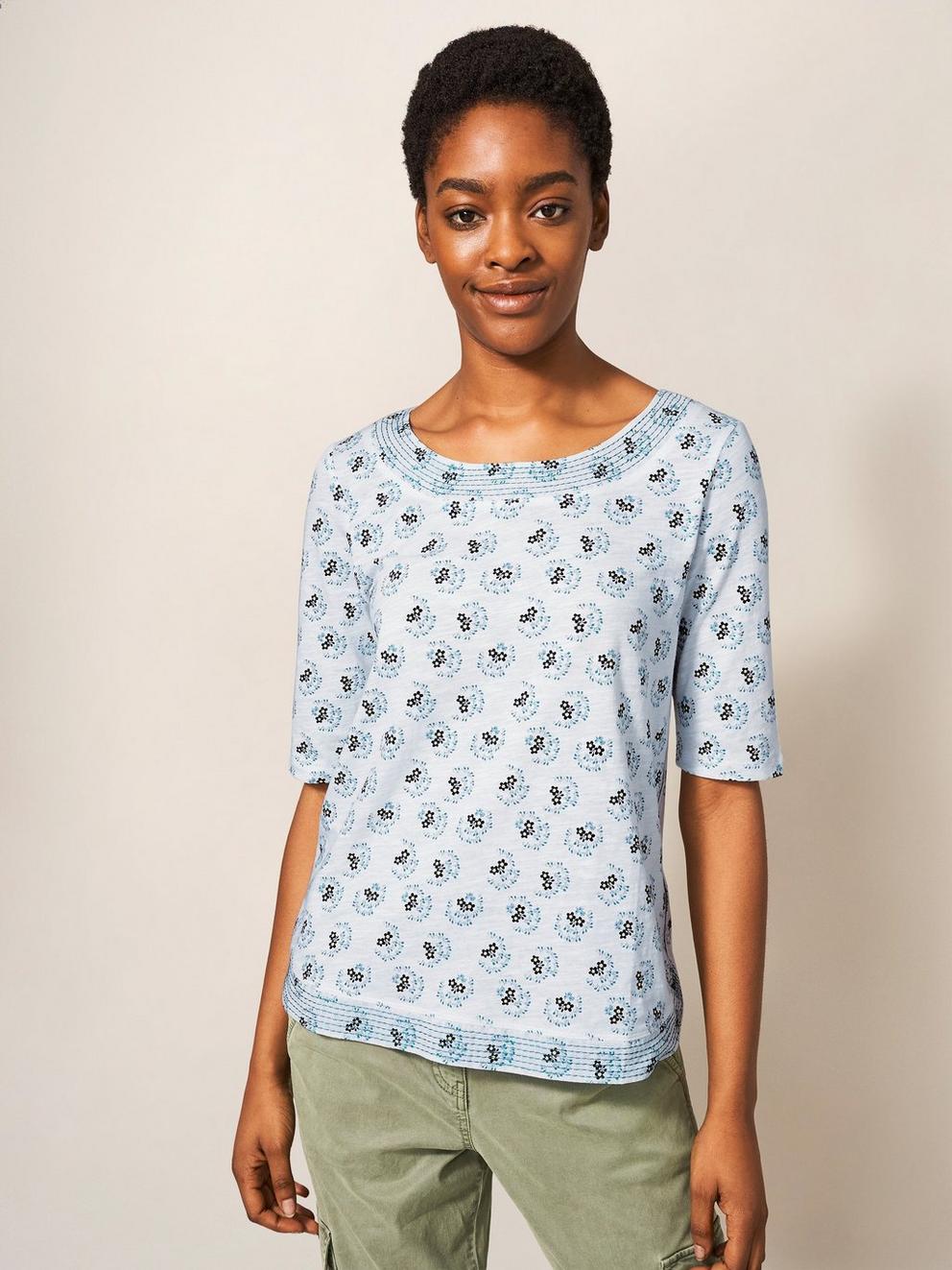 WEAVER JERSEY ROUND NECK TEE in WHITE MLT - LIFESTYLE