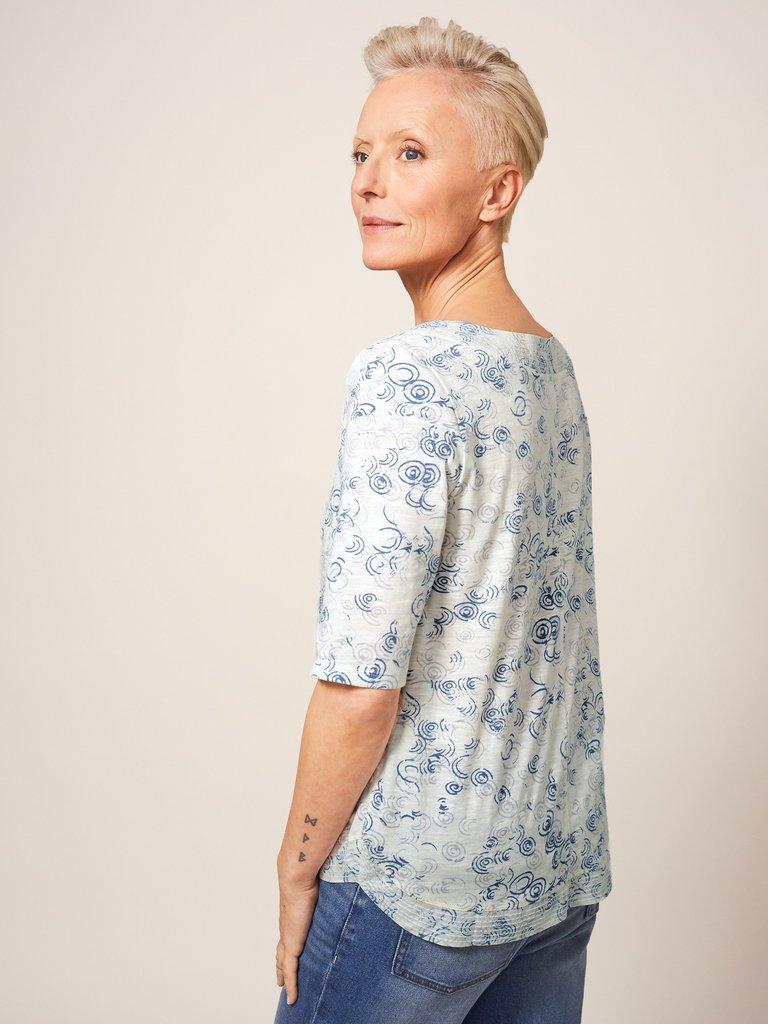 WEAVER JERSEY ROUND NECK TEE in WHITE PR - MODEL BACK