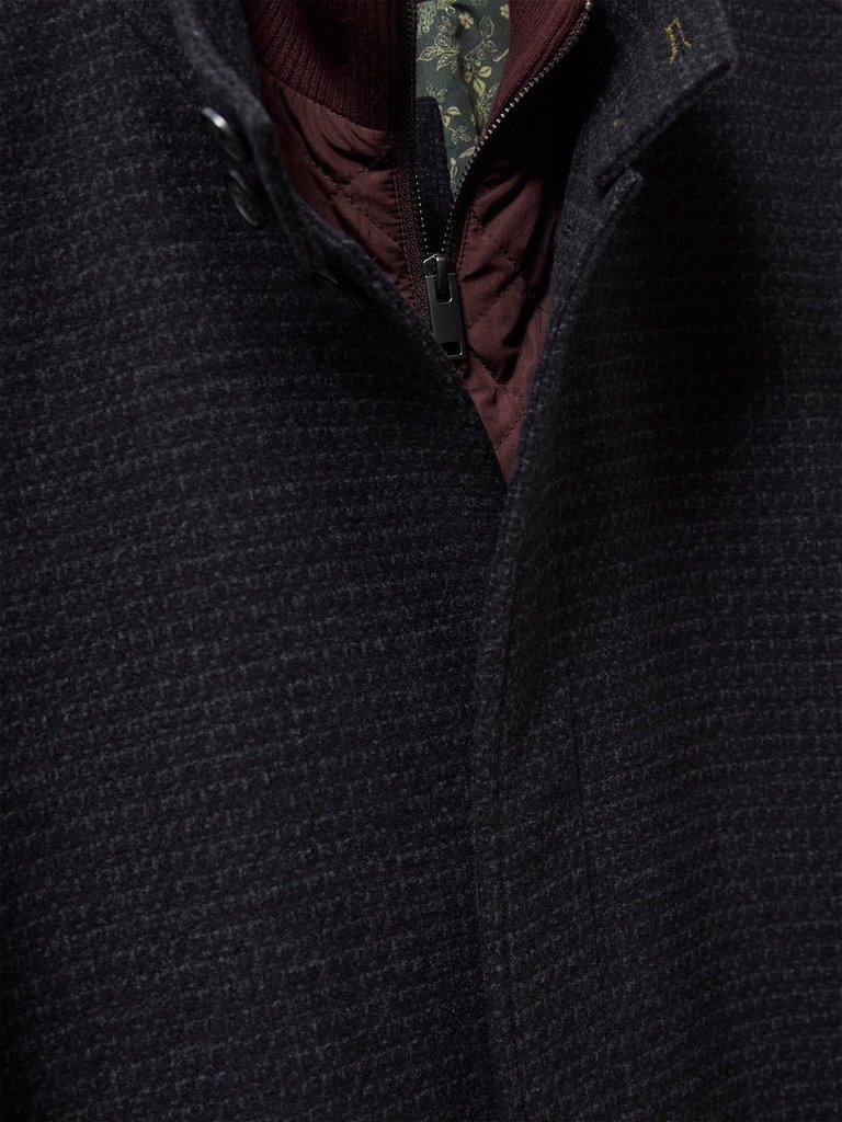 Lincoln Wool Funnel Coat in MID GREY - FLAT DETAIL