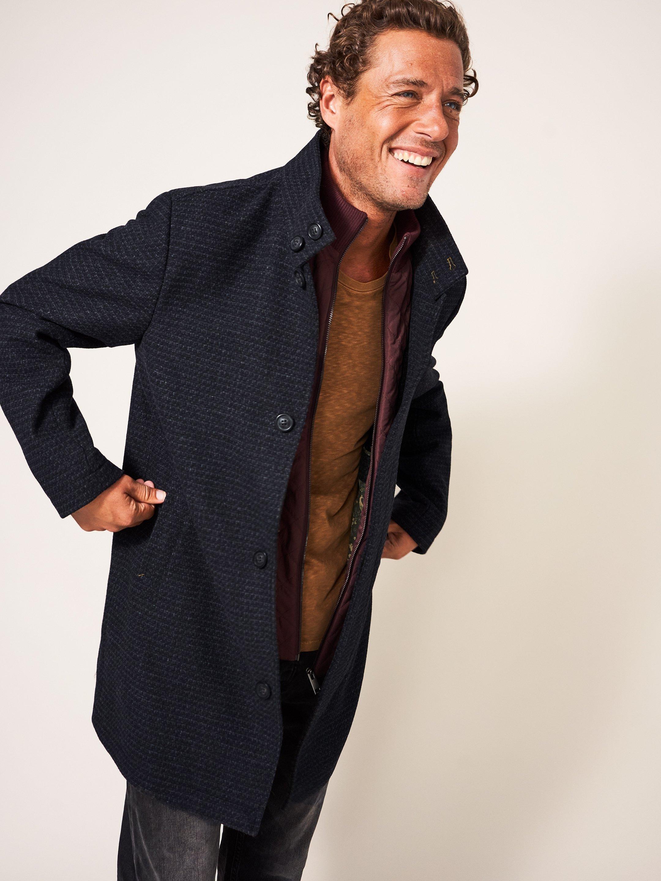 Lincoln Wool Funnel Coat in MID GREY - LIFESTYLE