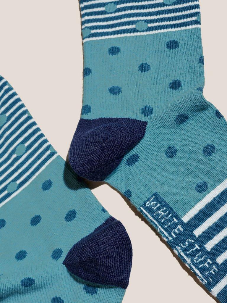 Spot Stripe Socks in TEAL MLT - FLAT DETAIL