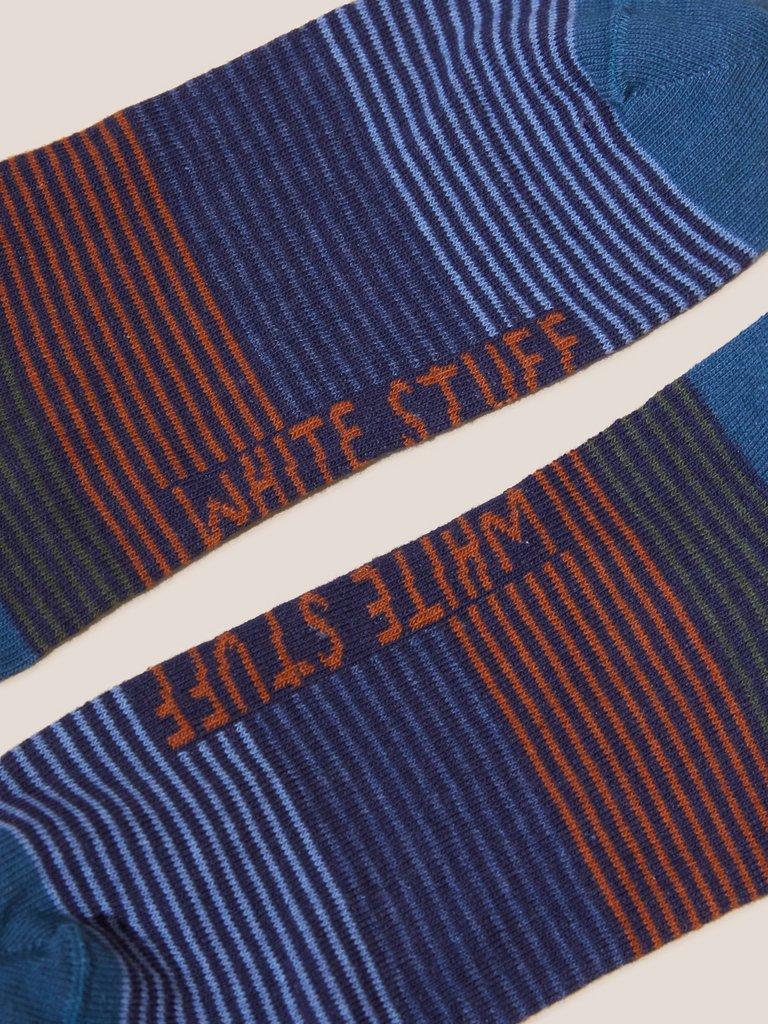Multi Stripe Trainer Socks in BLUE MLT - FLAT FRONT