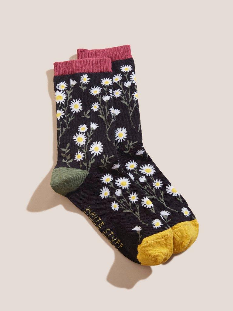 Spring Flower Socks in BLACK MULTI