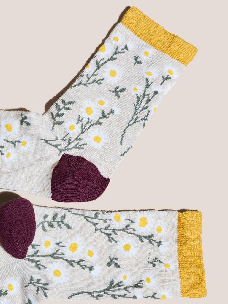 Spring Flower Socks in NAT MLT - FLAT DETAIL